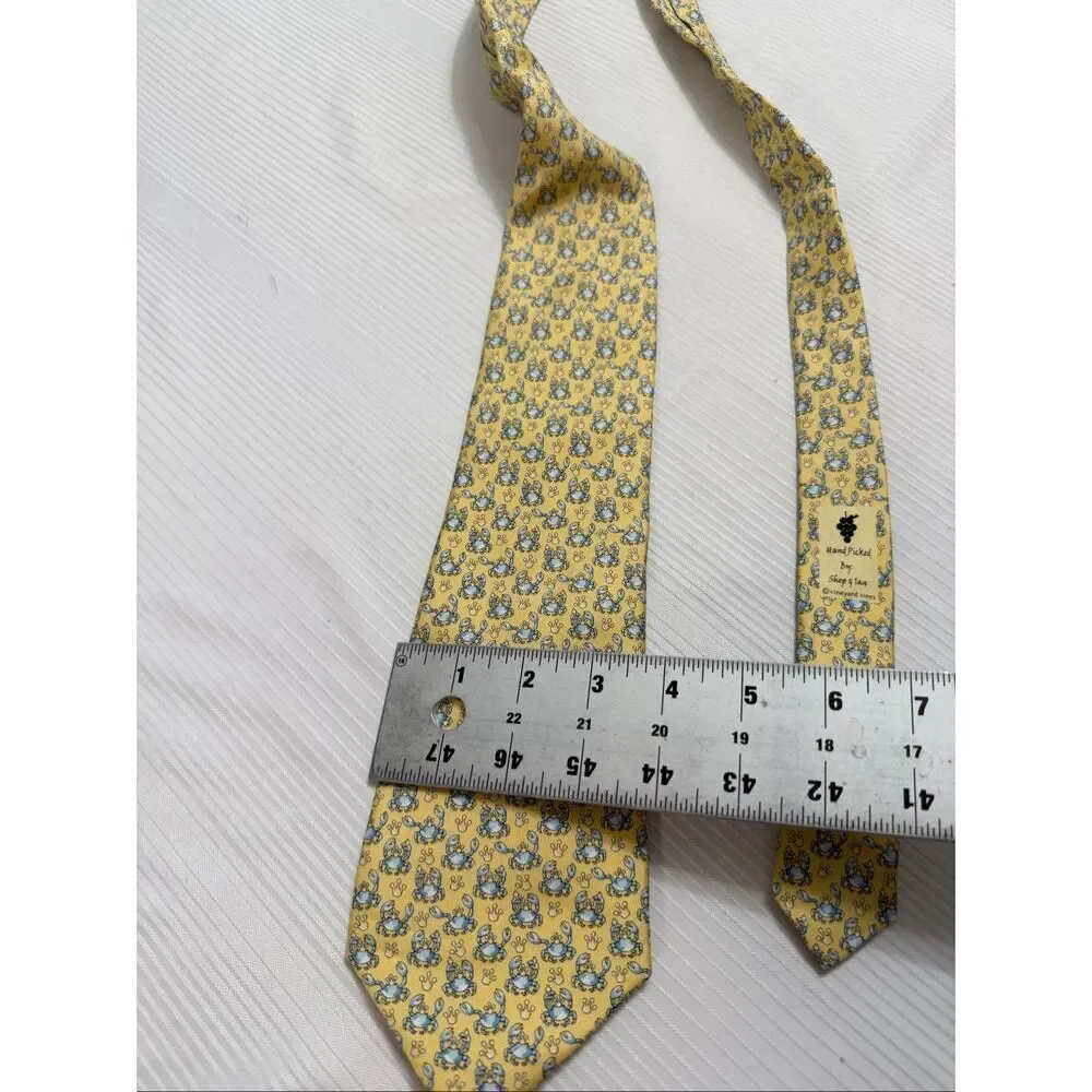 Vineyard Vines Yellow Silk Crab Necktie Tie